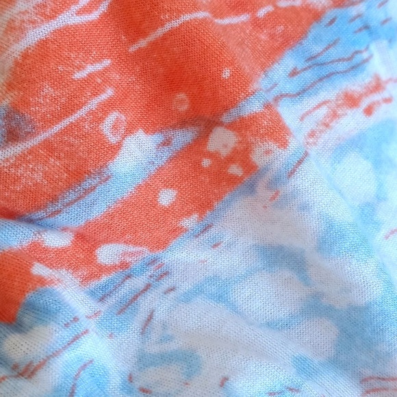 Kimchi & Blue Women’s Orange White & Sky Blue Rayon Cap Sleeve Summer Blouse XS - Picture 11 of 12